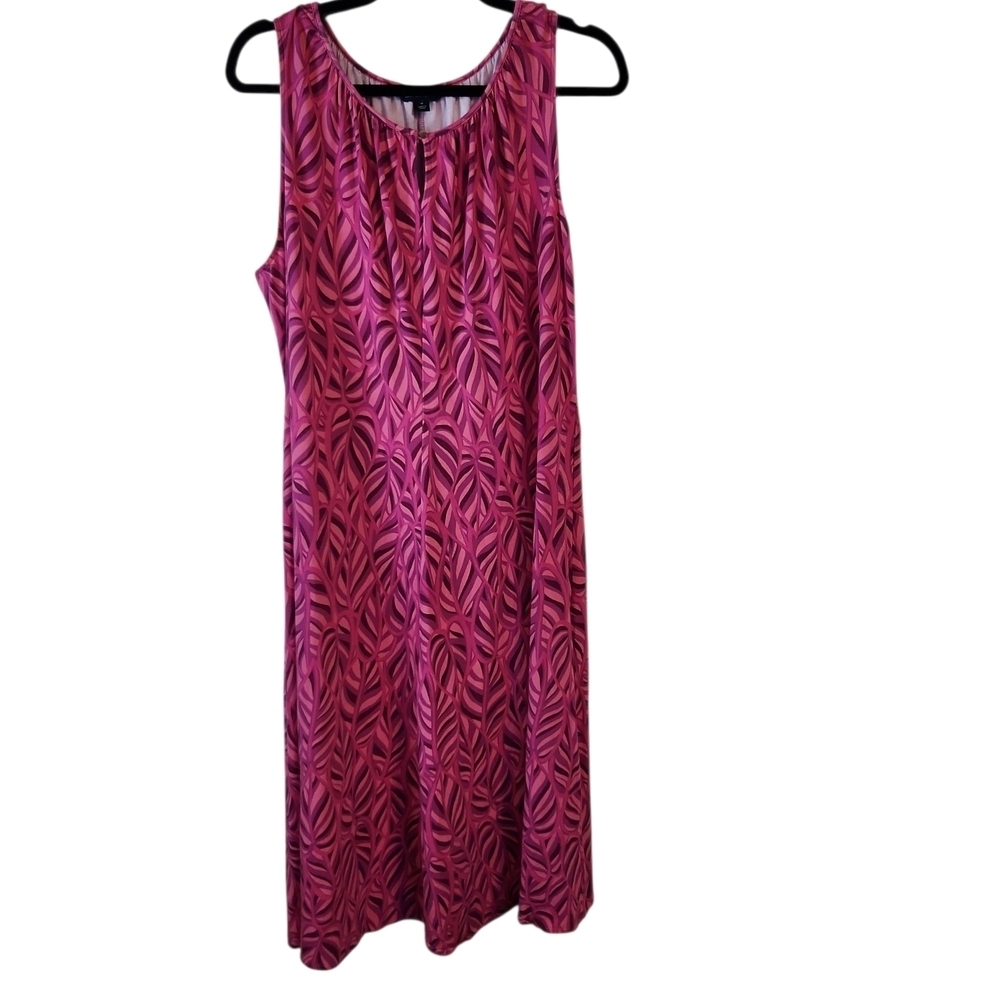 Lands' End Pink Patterned Midi Dress